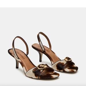 NEW STEVE MADDEN women's henrietta heel in brown cow print